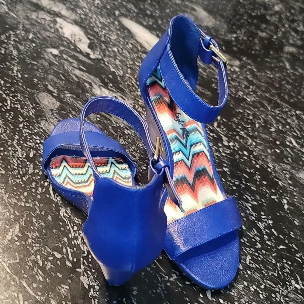 AMERICAN EAGLE WOMEN'S Classic Heels SANDAL ANKLE STRAP OPEN TOE WEDGE SANDAL